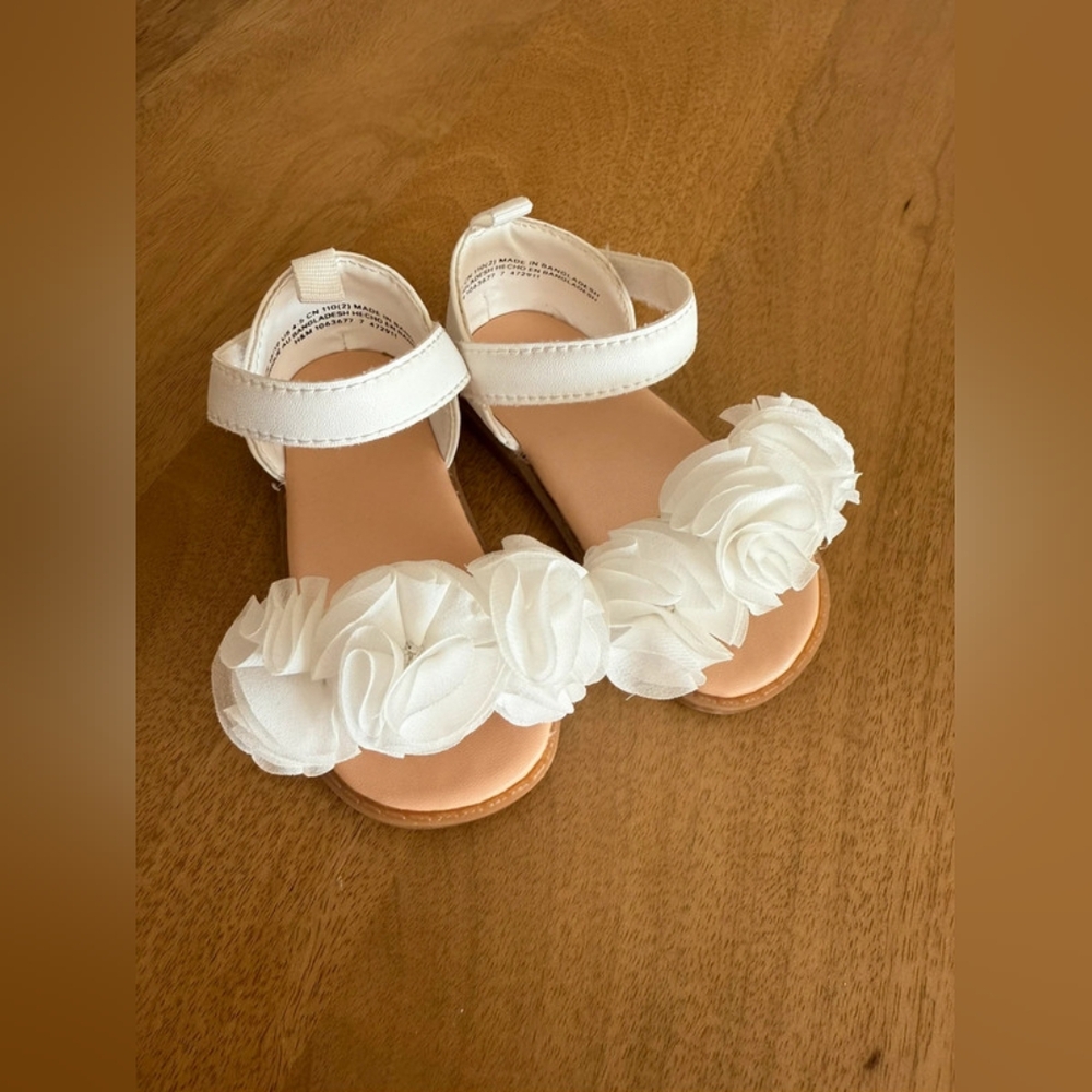 White Floral Kids Sandals